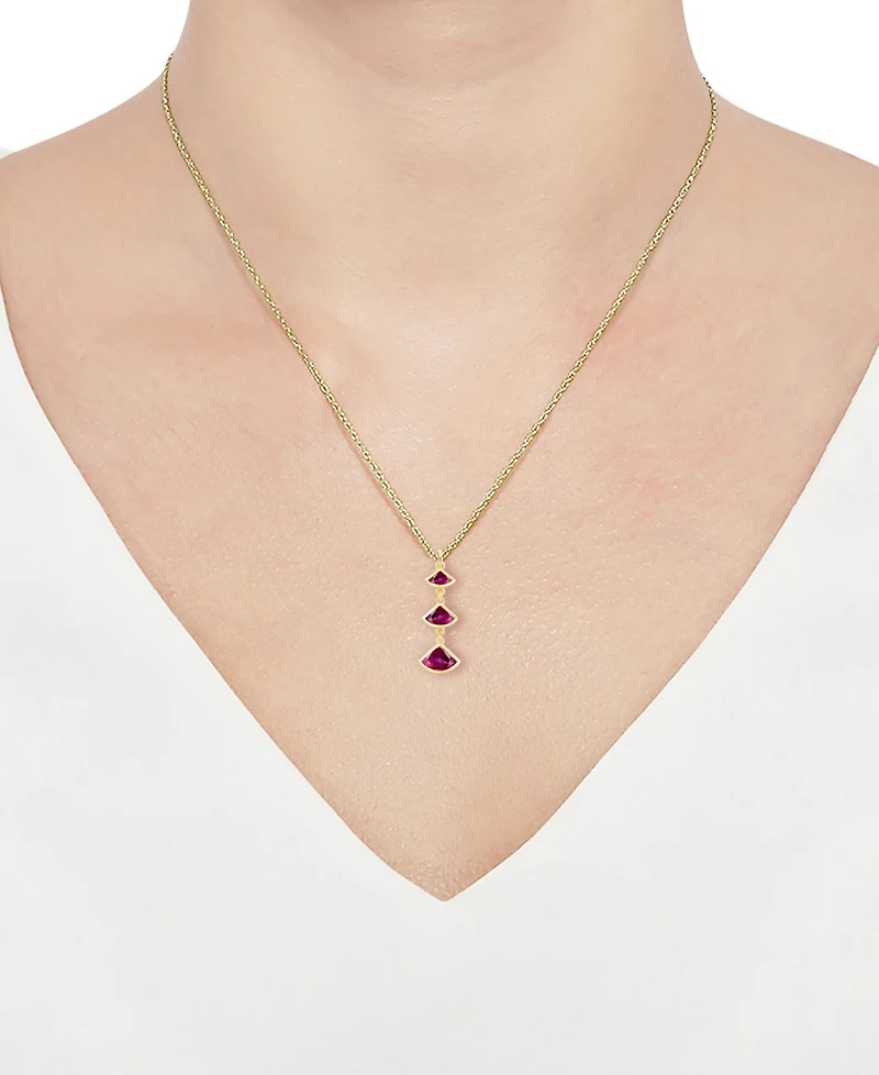 Macy's Lab-Grown Ruby Pendant Necklace (1-1/5 ct. t.w.) in 14K Gold Over Sterling Silver