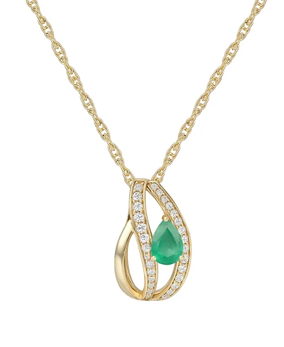 Macy's Emerald (5/8 ct. t.w.) and Diamond (1/4 Pendant Necklace 14K Gold (also White Sapphire & Ruby)