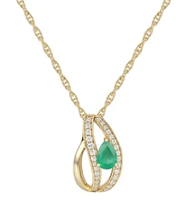 Macy's Emerald (5/8 ct. t.w.) and Diamond (1/4 Pendant Necklace 14K Gold (also White Sapphire & Ruby)