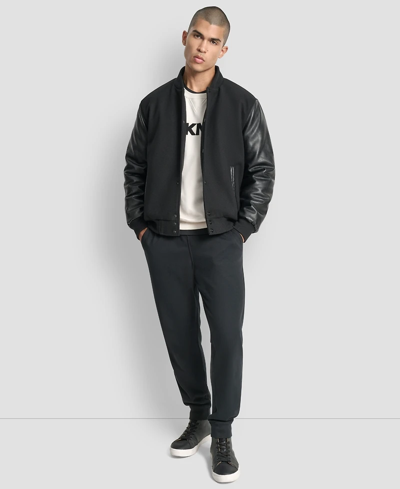 Dkny Men's Colorblocked Removable Hood Varsity Jacket