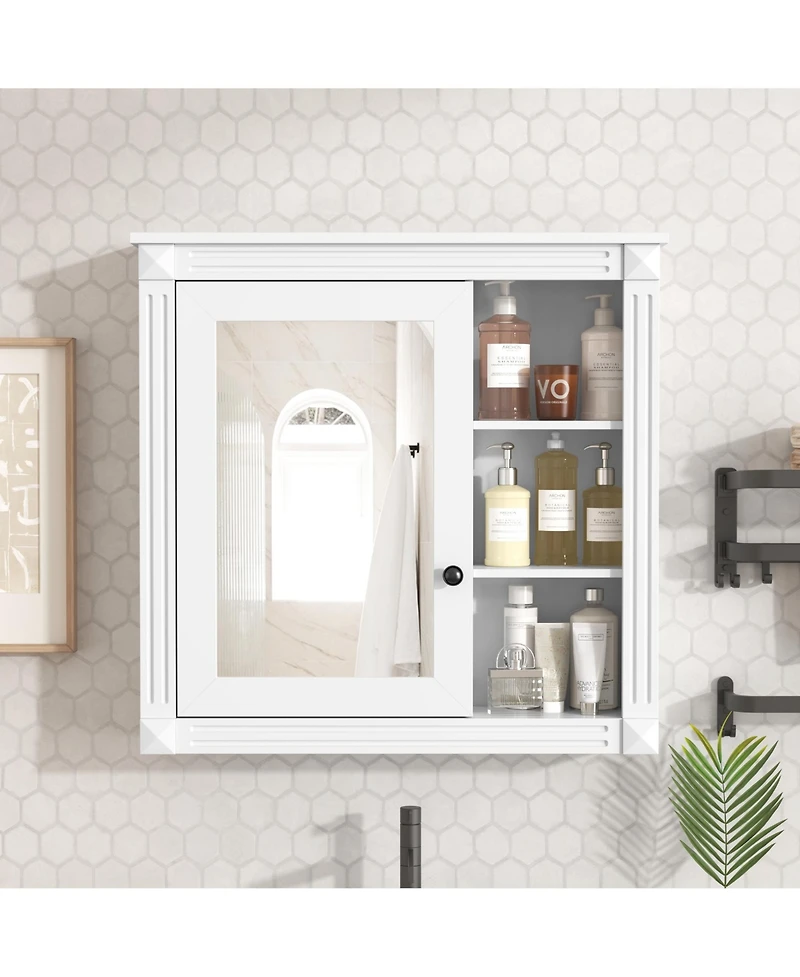 Casainc Wall-Mounted Medicine Cabinet with Mirror and Storage Organizer, Bathroom Space Saver