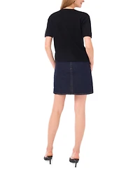 Vince Camuto Women's Covered Button Crewneck Cardigan Sweater