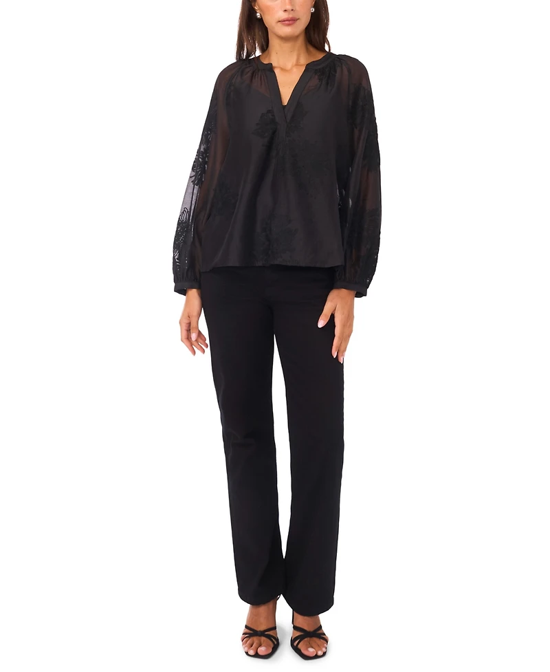 Vince Camuto Women's Half-Placket Raglan Long Sleeve Top