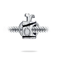 Bling Jewelry Set of 2 Golf Ball Golf Bag Clubs Charm Bead Sterling Silver for European Bracelet