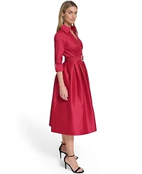 Jessica Howard Petite Collared V-Neck Midi Dress