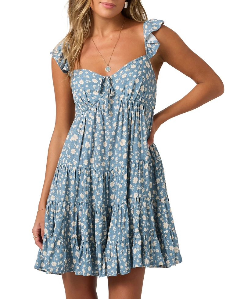 O'Neill Women's Lorelei Primrose Ruffle Sleeves Mini Dress
