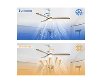 Sofucor 60-inch Modern Minimalist Style White 3-Blade Ceiling Fan with Led Light, Remote Control and Timing Function
