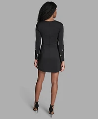 Bcbg Women's Grommet Long Sleeve Mini Dress
