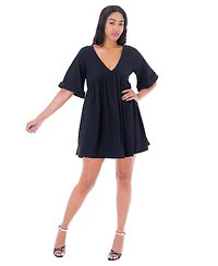 Dai Moda Women's Annie Double Vneck Wide Sleeve Dress