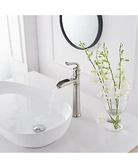 Waterfall Single Hole Single-Handle Vessel Bathroom Faucet With Pop-up Drain Assembly in Polished Chrome