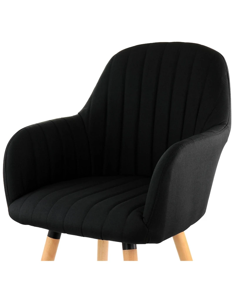 Elama 2 Piece Fabric Tufted Chair in Black with Wooden Legs