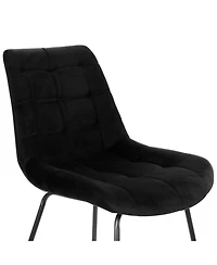 Elama 2 Piece Tufted Chair in Black with Metal Legs