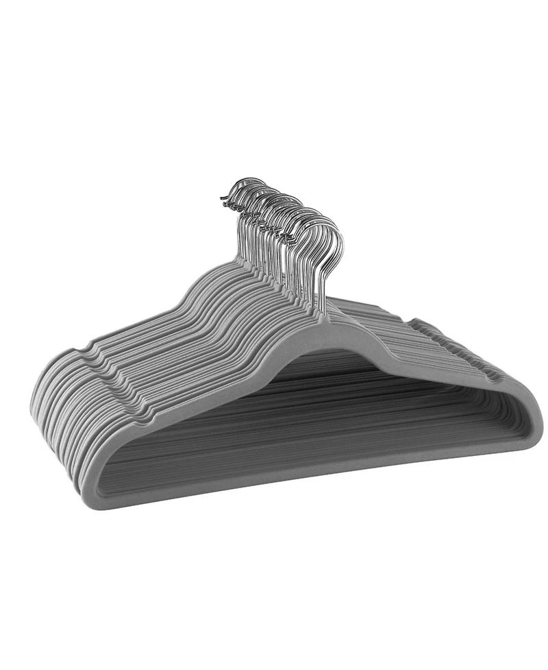 Elama Home 30 Piece Velvet Slim Profile Heavy Duty Felt Hangers with Stainless Steel Swivel Hooks