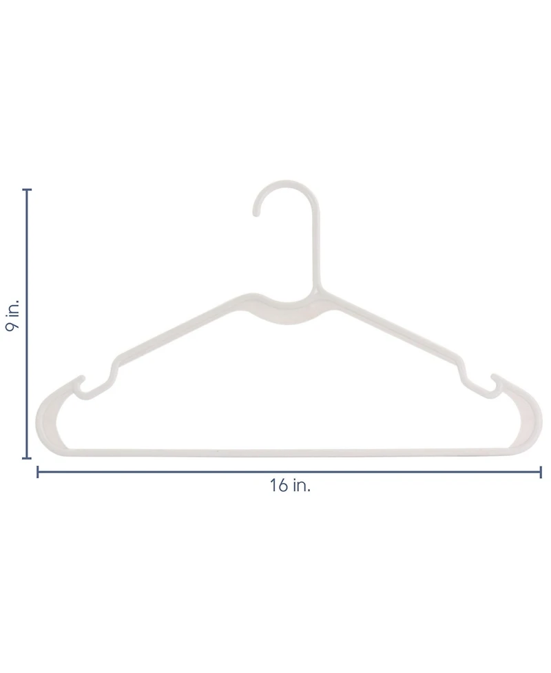 Elama Home 50 Piece Plastic Hanger Set with Notched Shoulders in White
