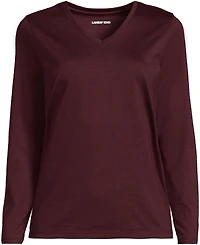 Lands' End Women's Supima Cotton Long Sleeve V-Neck T-Shirt