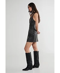 Nasty Gal Women's Faux Leather Studded Mini Dress