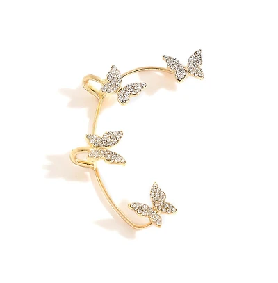 Sohi Women's Gold Embellished Butterfly Earcuff Earrings