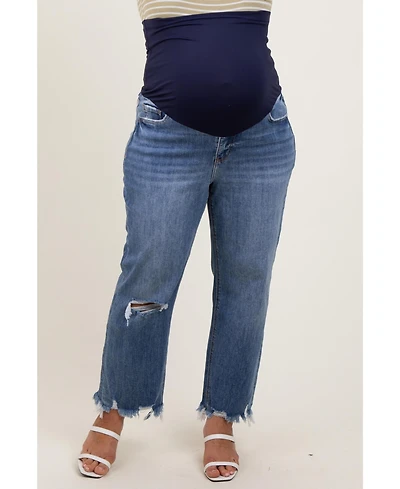 Pinkblush Maternity Blue Distressed Open Knee Relaxed Straight Leg Jeans