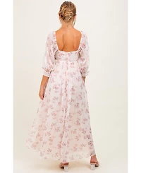 Pinkblush Maternity Light Pink Floral Chiffon Long Sleeve Maxi Dress