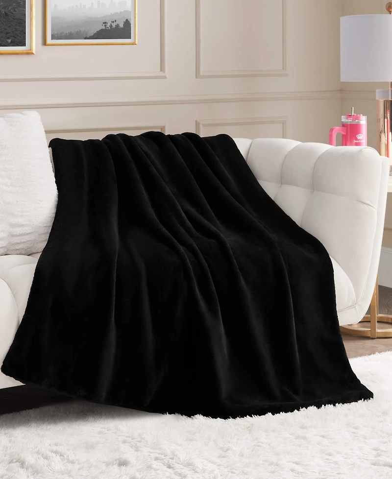 Juicy Couture Rabbit Mink Faux Fur Throw Blanket, 50" x 70"