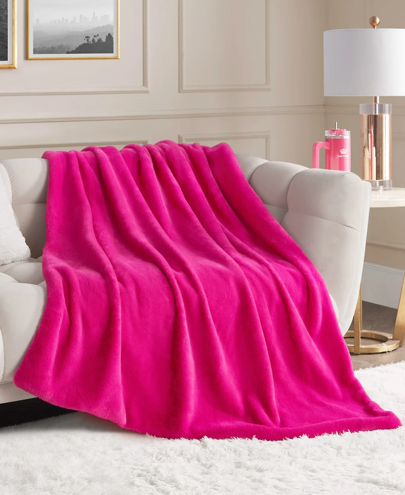 Juicy Couture Rabbit Mink Faux Fur Throw Blanket, 50" x 70"