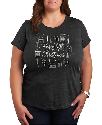 Merry Little Christmas Houses Women's Short Sleeve Graphic T-shirts