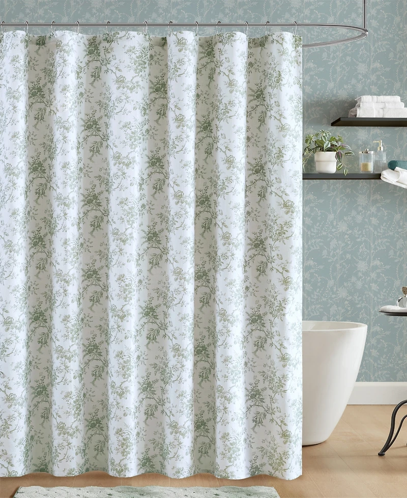 Laura Ashley Walled Garden Tonal Floral Shower Curtain