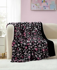 Betsey Johnson Printed Faux Rabbit Fur Blanket, 70" x 50"