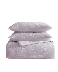 Betsey Johnson Butterfly Embossed Plush Comforter Set