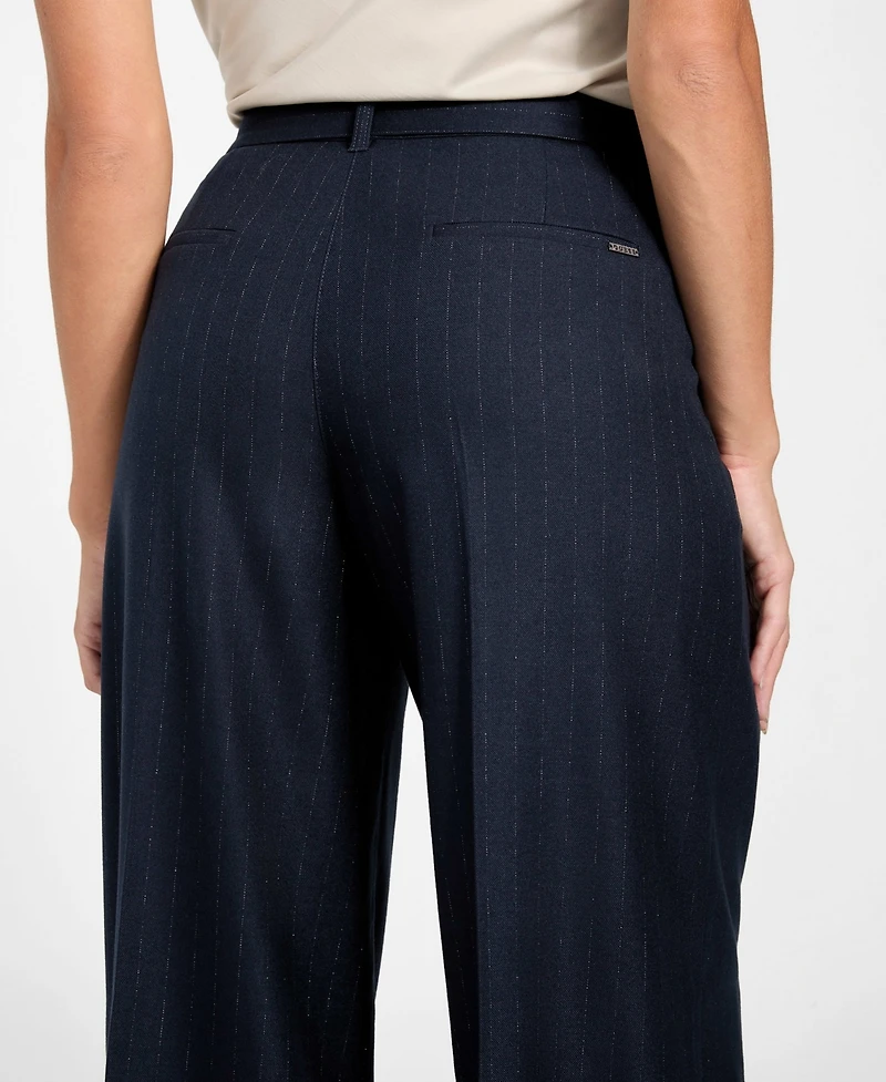 Guess Women's Zanita Pin Stripe Relaxed-Fit Pants