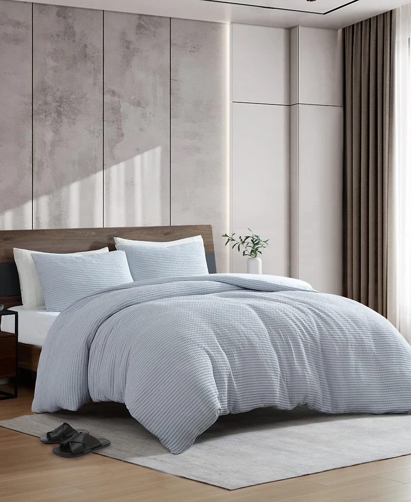 Kenneth Cole New York Solid Waffle 3-Pc. Duvet Cover Set