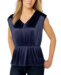 Liverpool Los Angeles Women's V-Neck Peplum Top