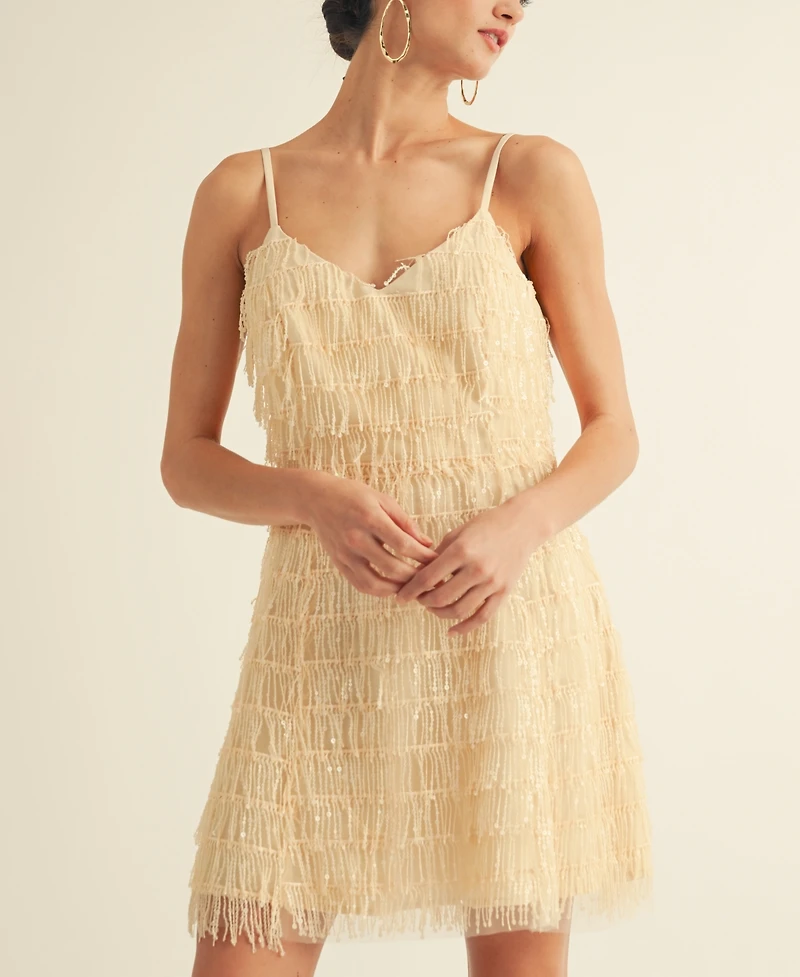 Arose Studio, Inc Women's Samara Fringe Detail Flapper Mini Dress