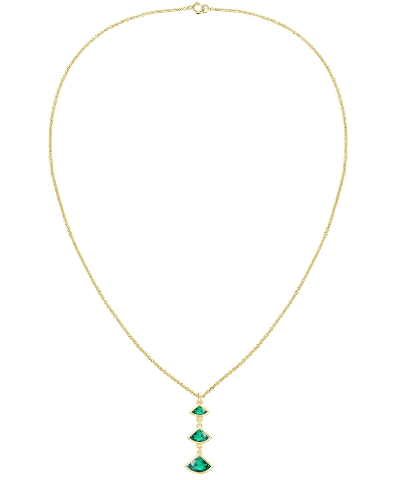 Macy's Lab-Grown Emerald Pendant Necklace (1 ct. t.w.) in 14K Gold Over Sterling Silver