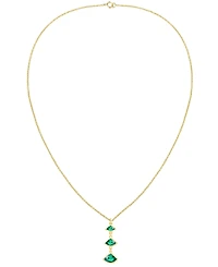 Macy's Lab-Grown Emerald Pendant Necklace (1 ct. t.w.) in 14K Gold Over Sterling Silver