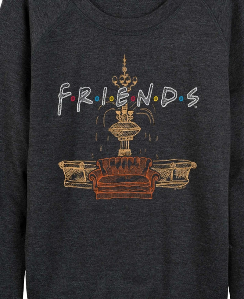 Hybrid Apparel Friends Logo Fountain and Couch Women's French Terry Long Sleeve Shirt