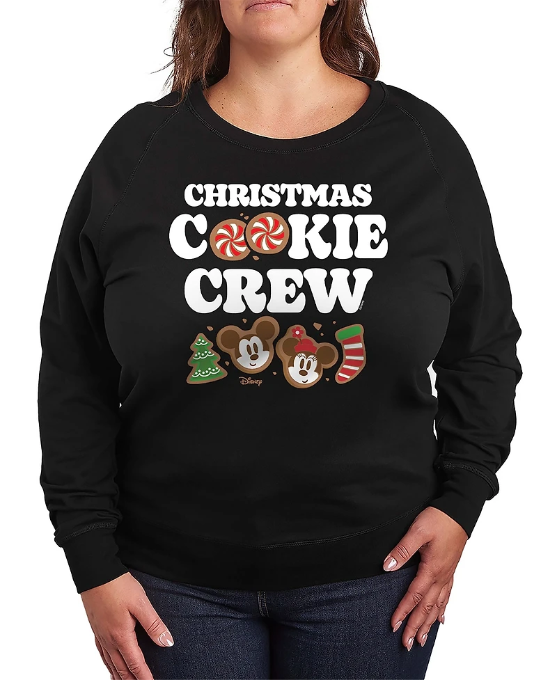 Hybrid Apparel Disney Mickey and Minnie Christmas Cookie Crew Women's French Terry Long Sleeve Shirt