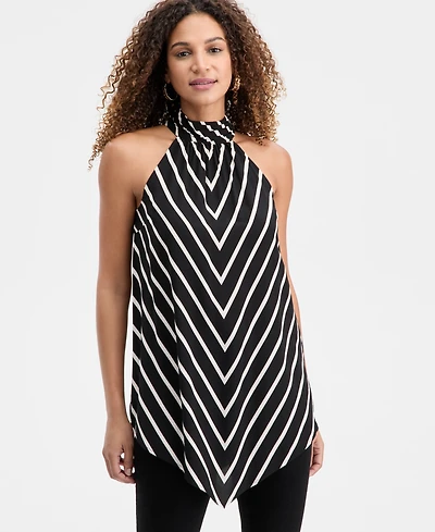 I.n.c. International Concepts Women's Chevron Point-Hem Halter Top, Macy's Exclusive