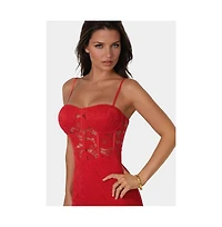 Bebe Women's Lace Corset Midi Dress