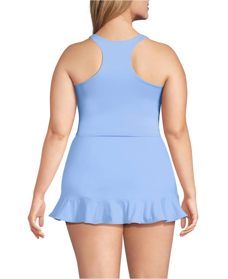Lands' End Plus High Neck Racerback Midkini Top