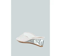 Tempra Mesh Clear Heel Wedge Sandals