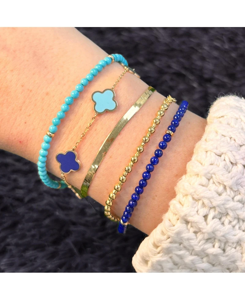 The Lovery Lapis Round Bead Bracelet 14K Gold