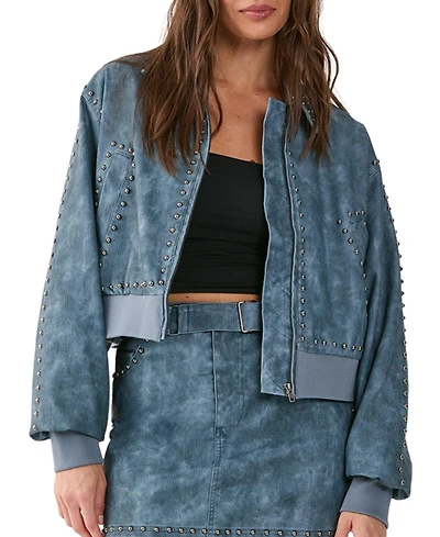 Nasty Gal Women's Leather Studded Bomber Jacket