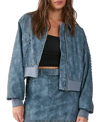 Nasty Gal Women's Leather Studded Bomber Jacket