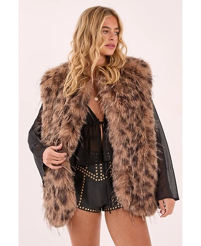 Nasty Gal Women's Leopard Print Faux Fur Gilet