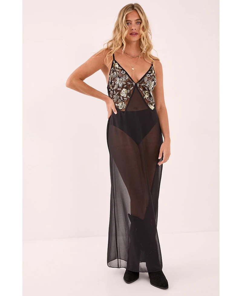 Nasty Gal Sheer Strappy Maxi Dress
