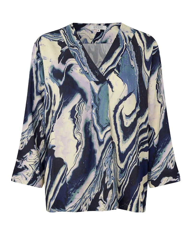 Masai Copenhagen MaDaciana 3/4 Sleeve V-Neck Blouse
