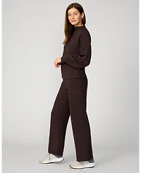 Cable & Gauge Women's Mockneck Modal Top Wide Leg Pant