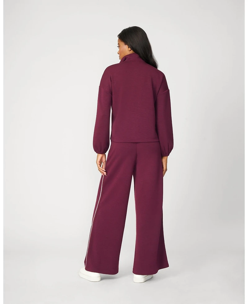 Cable & Gauge Women's Half Zip Pullover Wide Leg Pant