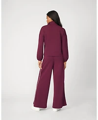 Cable & Gauge Women's Half Zip Pullover Wide Leg Pant